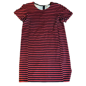 size large Navy and red striped double lined J.Crew T-shirt dress